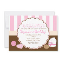 Convites de Aniversário Meninas Biscoitos Leite Ro