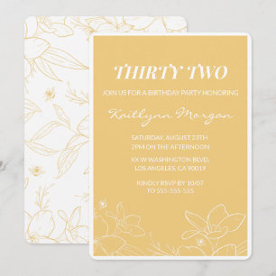 Convites de aniversário modernos 32 Floral Amarelo
