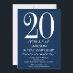 Convites de Aniversário Modernos Azul Marinho Bran<br><div class="desc">Um convite de aniversário simples e moderno em azul marinho e branco. Perfeito para aniversários de casamento marcantes como 5º,  10º,  15º,  20º,  25º,  30º,  35º,  40º,  45º,  50º,  55º,  60º ... ou qualquer ano!</div>