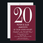 Convites de Aniversário Modernos Burgundy Maroon<br><div class="desc">Um convite de aniversário simples e moderno,  vermelho burgundy e branco. Perfeito para aniversários de casamento marcantes como 5º,  10º,  15º,  20º,  25º,  30º,  35º,  40º,  45º,  50º,  55º,  60º ... ou qualquer ano!</div>