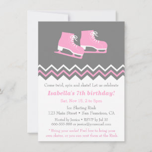 Convites de aniversário modernos de patinação no g