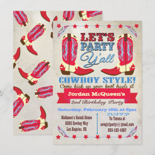 Convites de aniversário Ocidentais do Cowboy