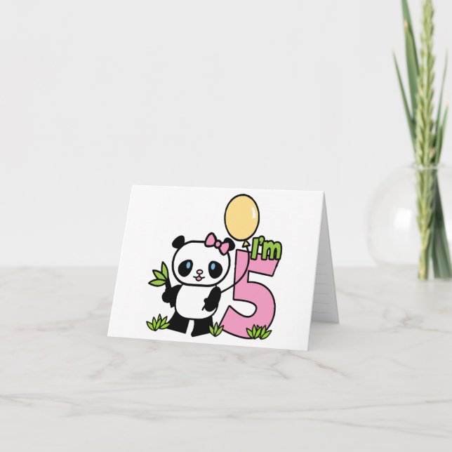 Convites de Aniversário para 5 de Menina de Panda (Frente)