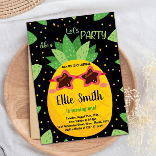 Convites de Aniversário para Abacaxi Laranja Negro