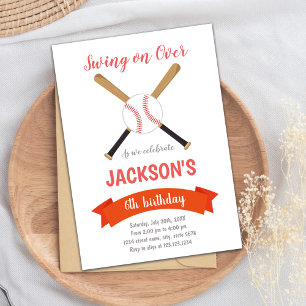 Convites de aniversário para Baseball Red Brown