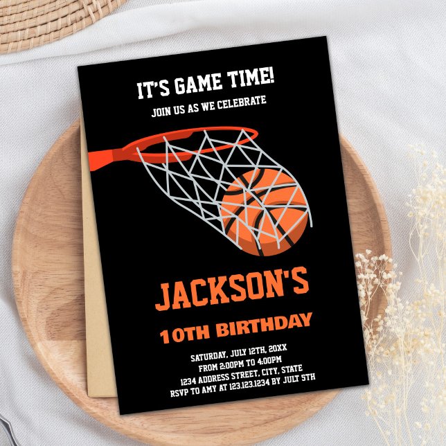 Convites de Aniversário para Basquete de Bola (Ball Basket Basketball Birthday Invitations)