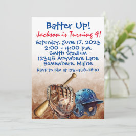 Convites de aniversário para bateria de beisebol