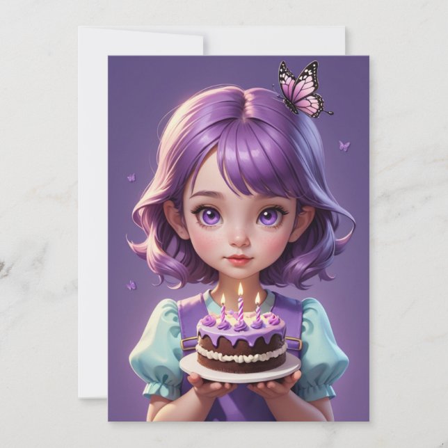 Convites de aniversário para borboletas roxas (Frente)