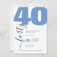 Convites de aniversário para caligrafia azul minim