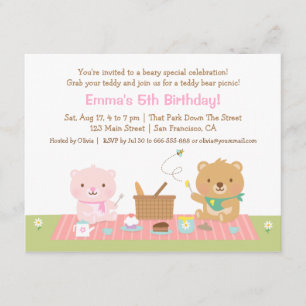 Convites de Aniversário para Chá de Piquenique com