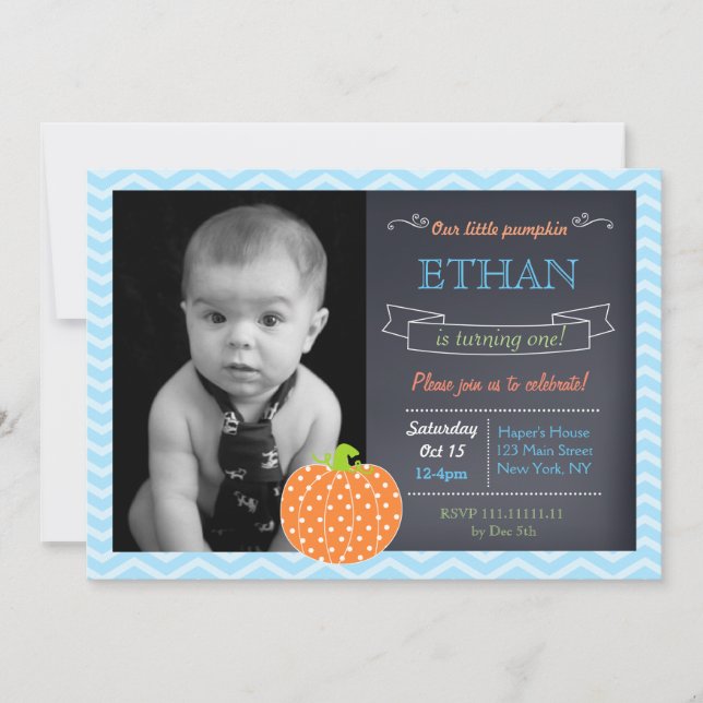 Convites de Aniversário para Chalkboard de Pumpkin (Frente)