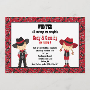 Convites de Aniversário para Cowboy e Cowgirl