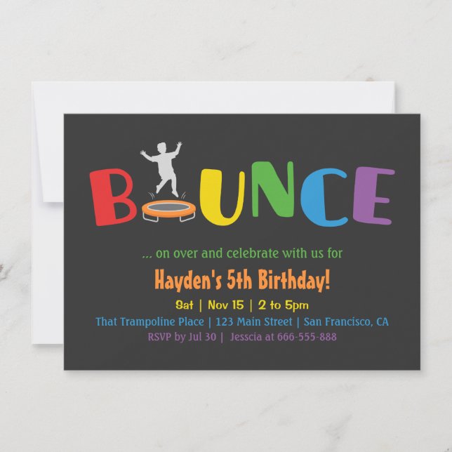 Convites de Aniversário para Crianças da Bounce Tr (Frente)