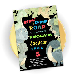 Convites de Aniversário para Dinossauro Verde Amar