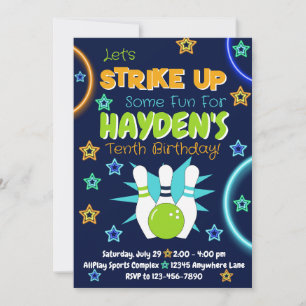 Convites de aniversário para esportes de boliche