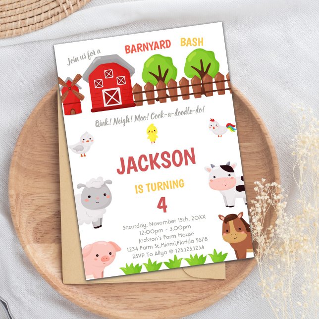 Convites de aniversário para Fazenda Verde (Green Farm Birthday Invitations)