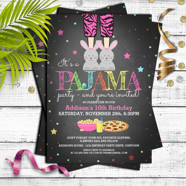 Convites de Aniversário para Festa de Pijamas de M (Criador carregado)