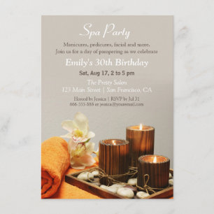 Convites de Aniversário para Festa de Spa Relaxant