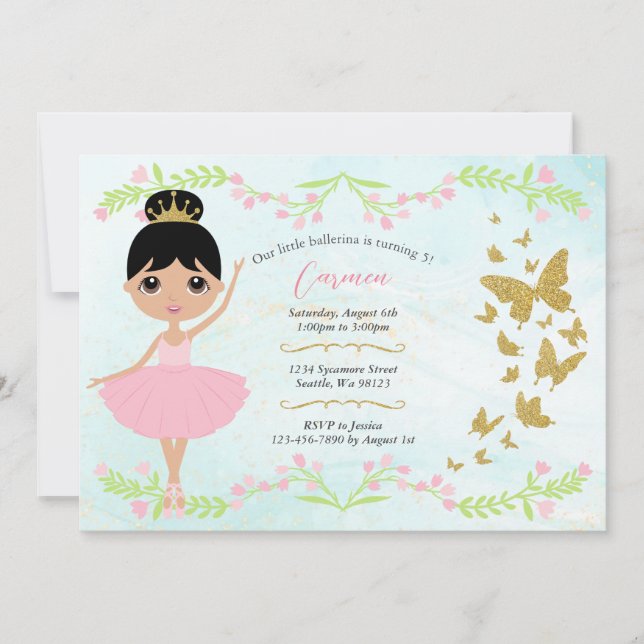 Convites de aniversário para meninas (Frente)