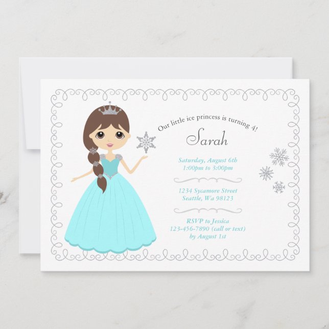 Convites de aniversário para meninas (Frente)