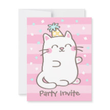Convites de Aniversário para Meninas com Gatinha B