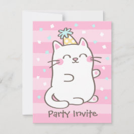 Convites de Aniversário para Meninas com Gatinha B