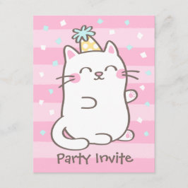 Convites de Aniversário para Meninas com Gatinha B