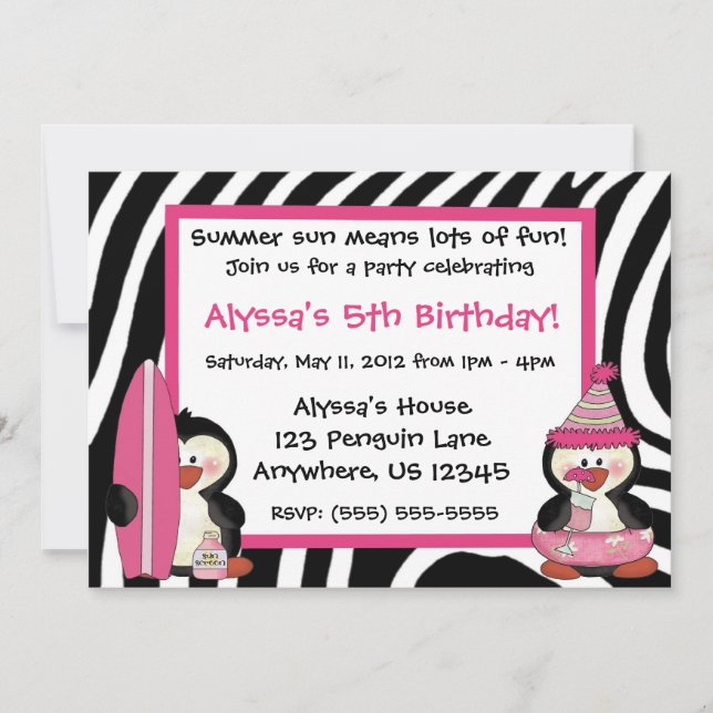 Convites de Aniversário para Meninas de Impressão  (Frente)