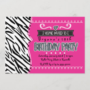 Convites de Aniversário para Meninas Rosa Quente e