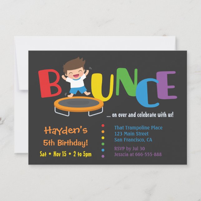 Convites de Aniversário para Meninos na Bounce Tra (Frente)