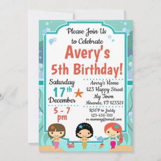 Convites de aniversário para Mermaid