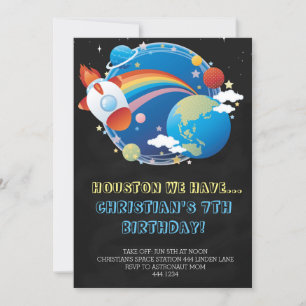 Convites de Aniversário para Navio Foguete Externo