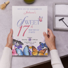 Convites de Aniversário para o 17º Pink e Lavanda 