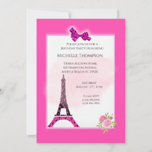 Convites de aniversário para Paris em Torre Eiffe