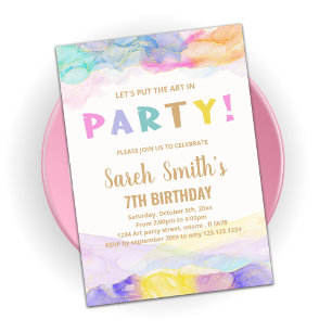 Convites de Aniversário para Pintura Púrpura Rosa
