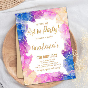 Convites de Aniversário para Pintura Roxa