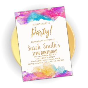 Convites de Aniversário para Pintura Roxa