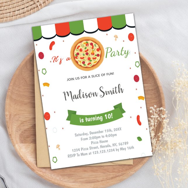 Convites de Aniversário para Pizza Verde Vermelha (Red Green Pizza Birthday Invitations)
