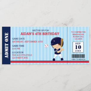 Convites de Aniversário para Tíquete de Basebol