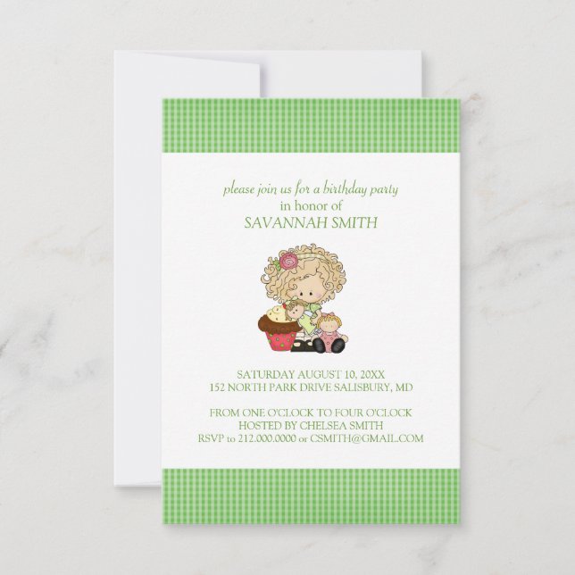 Convites de aniversário para uma garota (Frente)