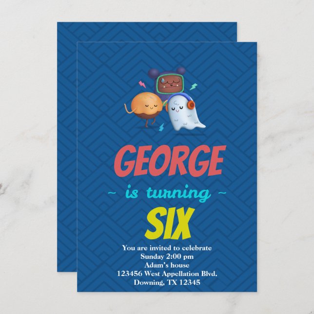 Convites de Aniversário Personalizados de Fantasma (Frente/Verso)