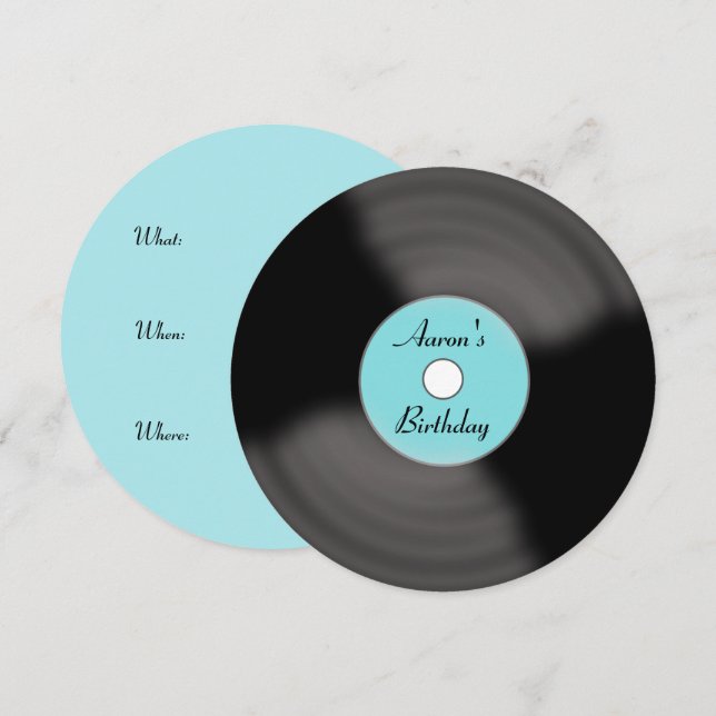 Convites de aniversário personalizados em vinil re (Frente/Verso)