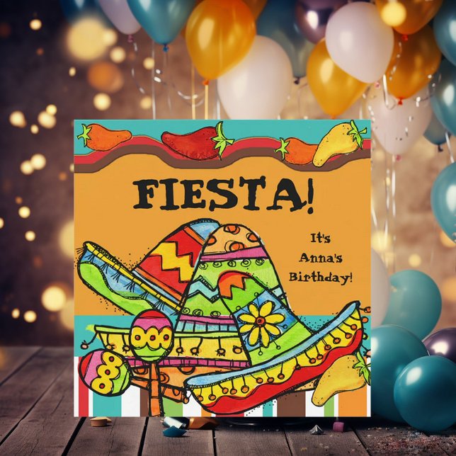 Convites de aniversário personalizados Fiesta (Criador carregado)