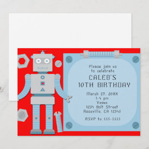 Convites de Aniversário Personalizados Robô Vermel