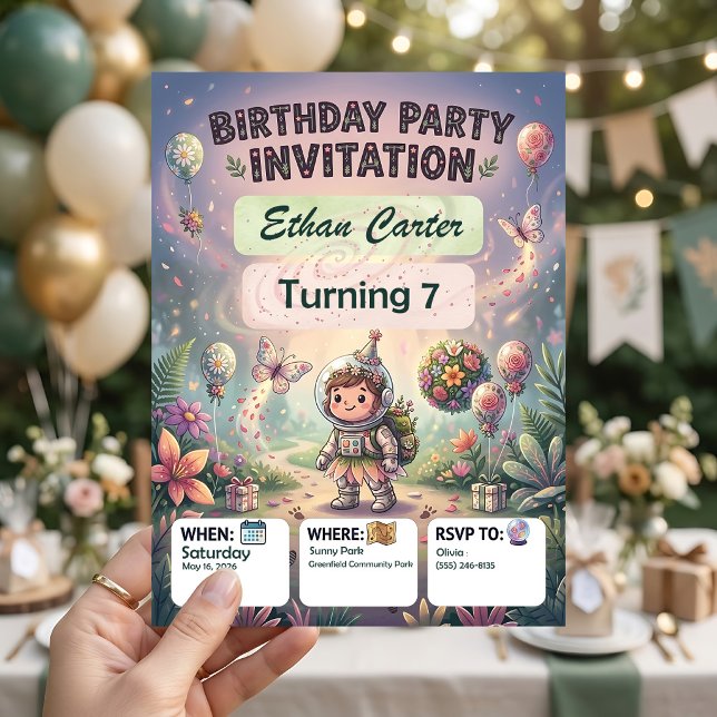 Convites de Aniversário Personalizáveis Aventura n (Criador carregado)