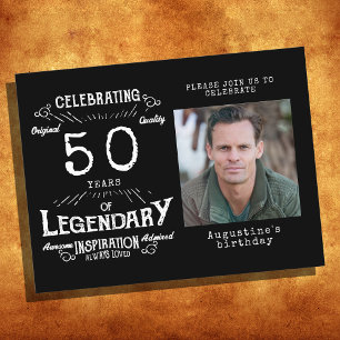 Convites de Aniversário Preto Vintage para Foto de