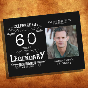 Convites de Aniversário Preto Vintage para Foto de