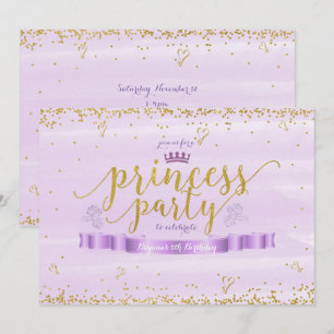 Convites de Aniversário Princesa Rosa Roxo & Doura