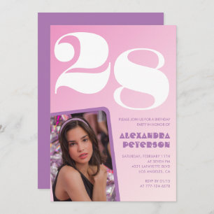 Convites de aniversário rosa 28 anos Foto retroati