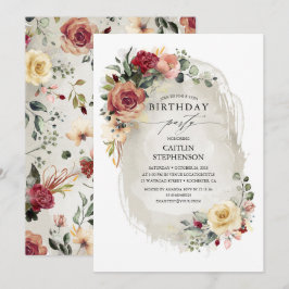 Convites de Aniversário Rustic Bloom Elegante